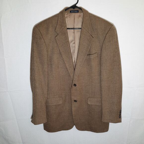 Alan Flusser 42L Tan Blazer Lambswool Cashmere Blend Sport Coat Soft Classic - Picture 1 of 8